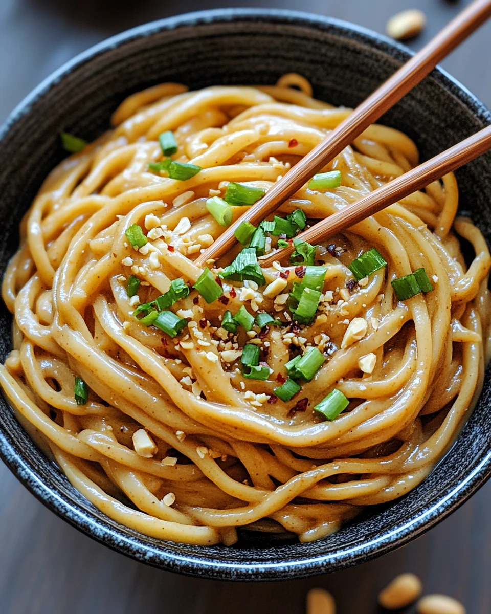 Chinesische Nudeln mit Erdnusssauce