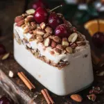 Cremiges Zimtparfait mit gebrannten Mandeln und Kirschen