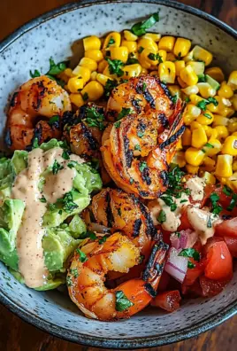 Gegrillte Garnelen Bowl mit Avocado Mais-Salsa & Cremiger Sauce