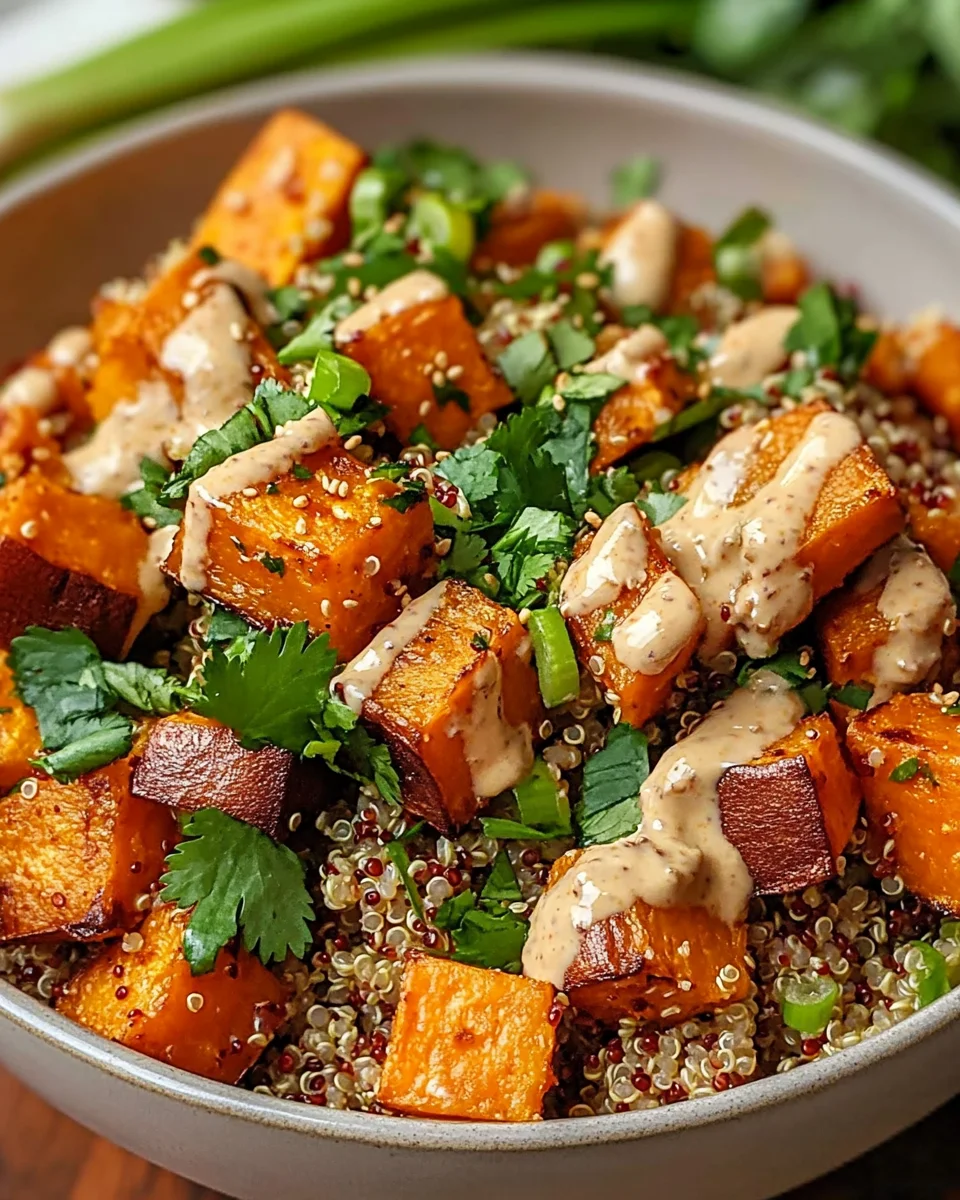 Gerösteter Süßkartoffel-Quinoa-Salat mit Sesam-Miso-Sauce 27 Gerösteter