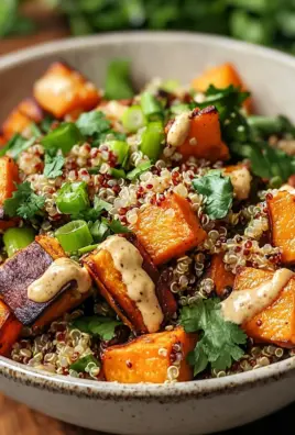 Gerösteter Süßkartoffel-Quinoa-Salat mit Sesam-Miso-Sauce