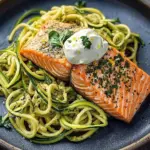 Kr&auml;uterlachs auf Zucchinipasta