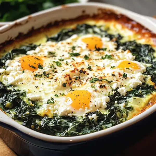 Low Carb Spinat-Auflauf mit Feta und Ei
