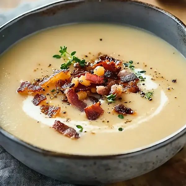 Maronensuppe mit karamellisierten Nüssen und Speck