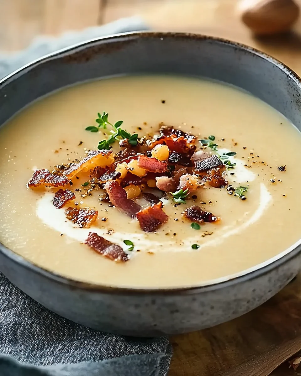 Maronensuppe mit karamellisierten Nüssen und Speck