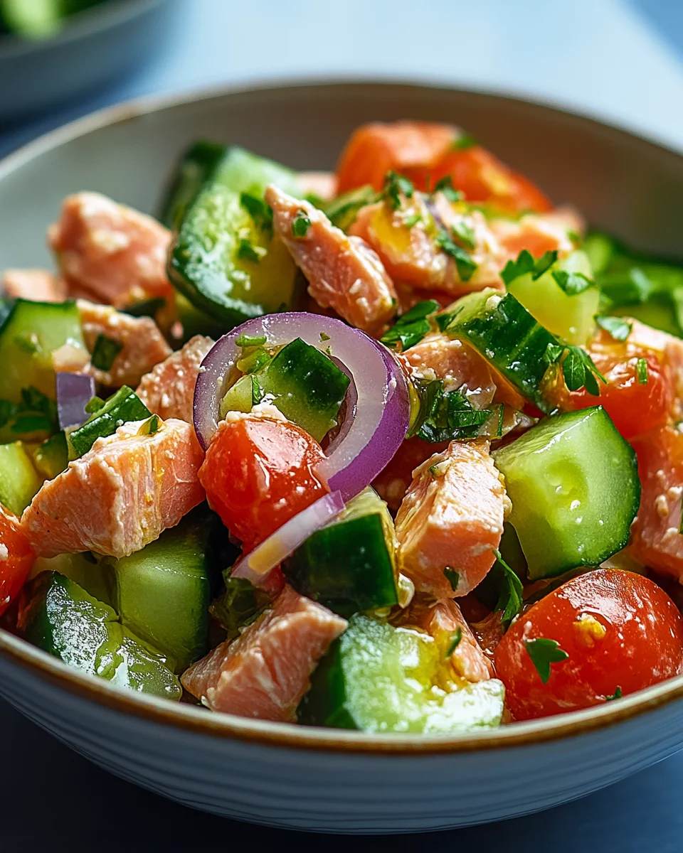 Schneller Thunfischsalat mit Gurke und Tomate