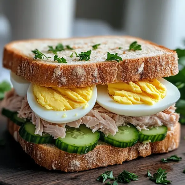 Thunfisch Sandwich mit Ei und Gurke