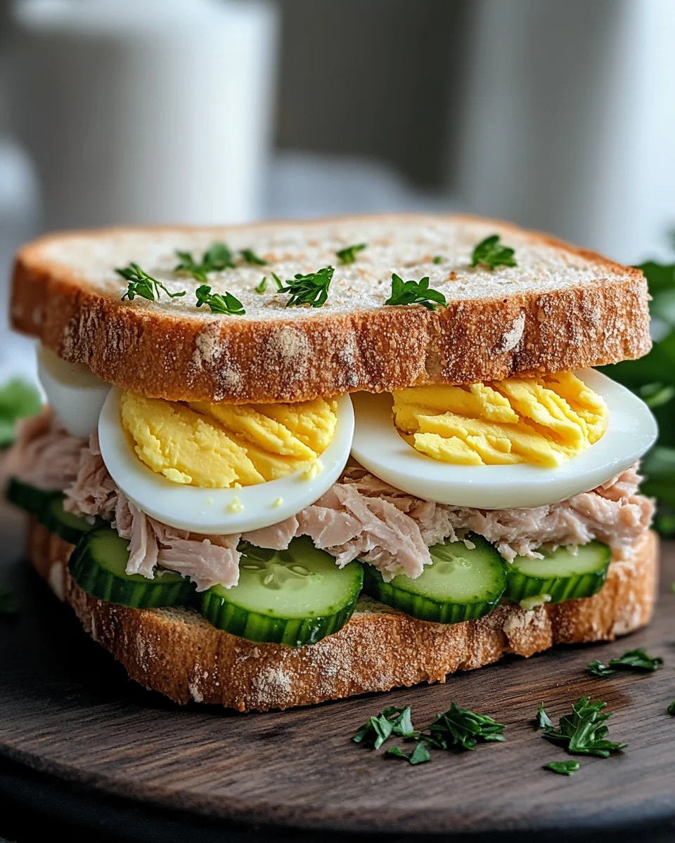 Thunfisch Sandwich mit Ei und Gurke
