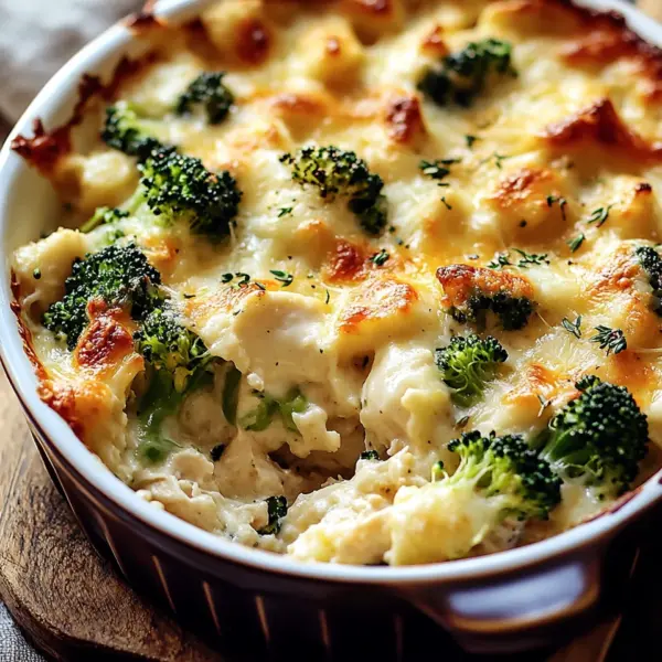 Brokkoli Hähnchen Auflauf mit Frischkäse und Mozzarella