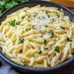 Cremige Orzo-Nudeln mit Knoblauch und Parmesan