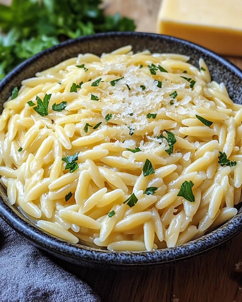 Cremige Orzo-Nudeln mit Knoblauch und Parmesan 18 Cremige Orzo-Nudeln mit Knoblauch und Parmesan