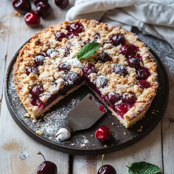 Einfacher und schneller Kirsch-Streusel-Kuchen