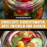 Eingelegte Kirschtomaten, Rote Zwiebeln und Gurken 20 Pinterest Hidden Image