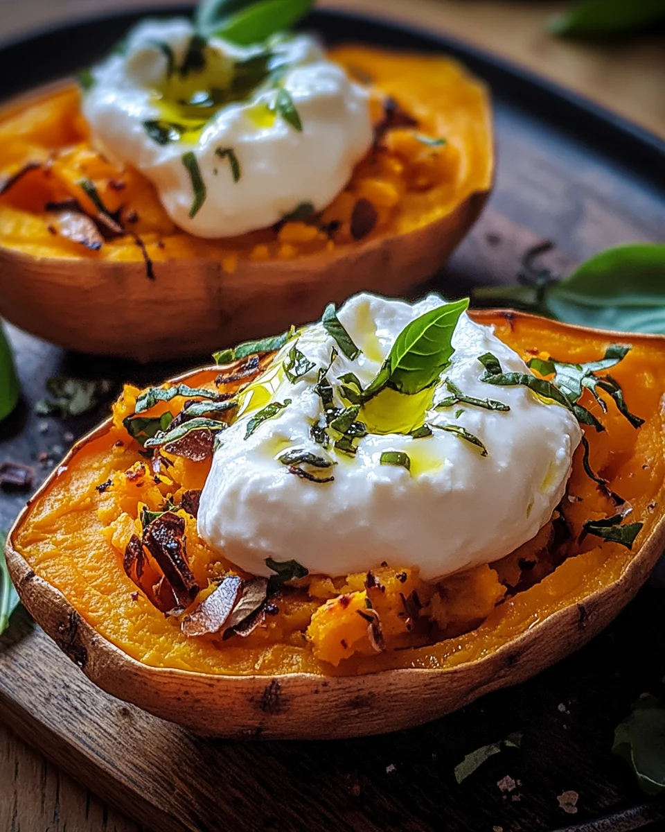 Gefüllte Süßkartoffeln mit Burrata 25 Gefüllte Süßkartoffeln mit Burrata