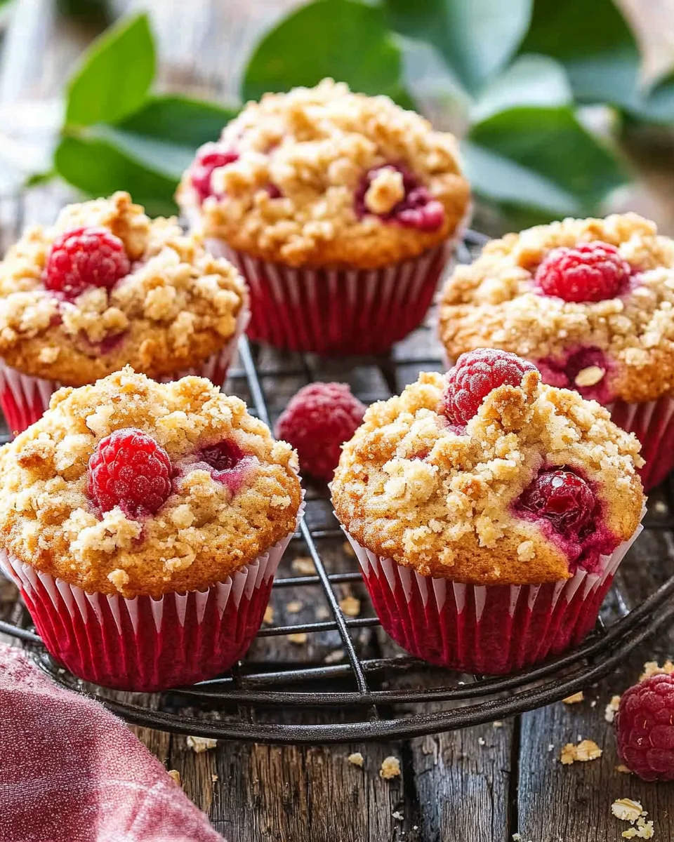 Gesunde Himbeer-Muffins mit Haferflocken-Streuseln