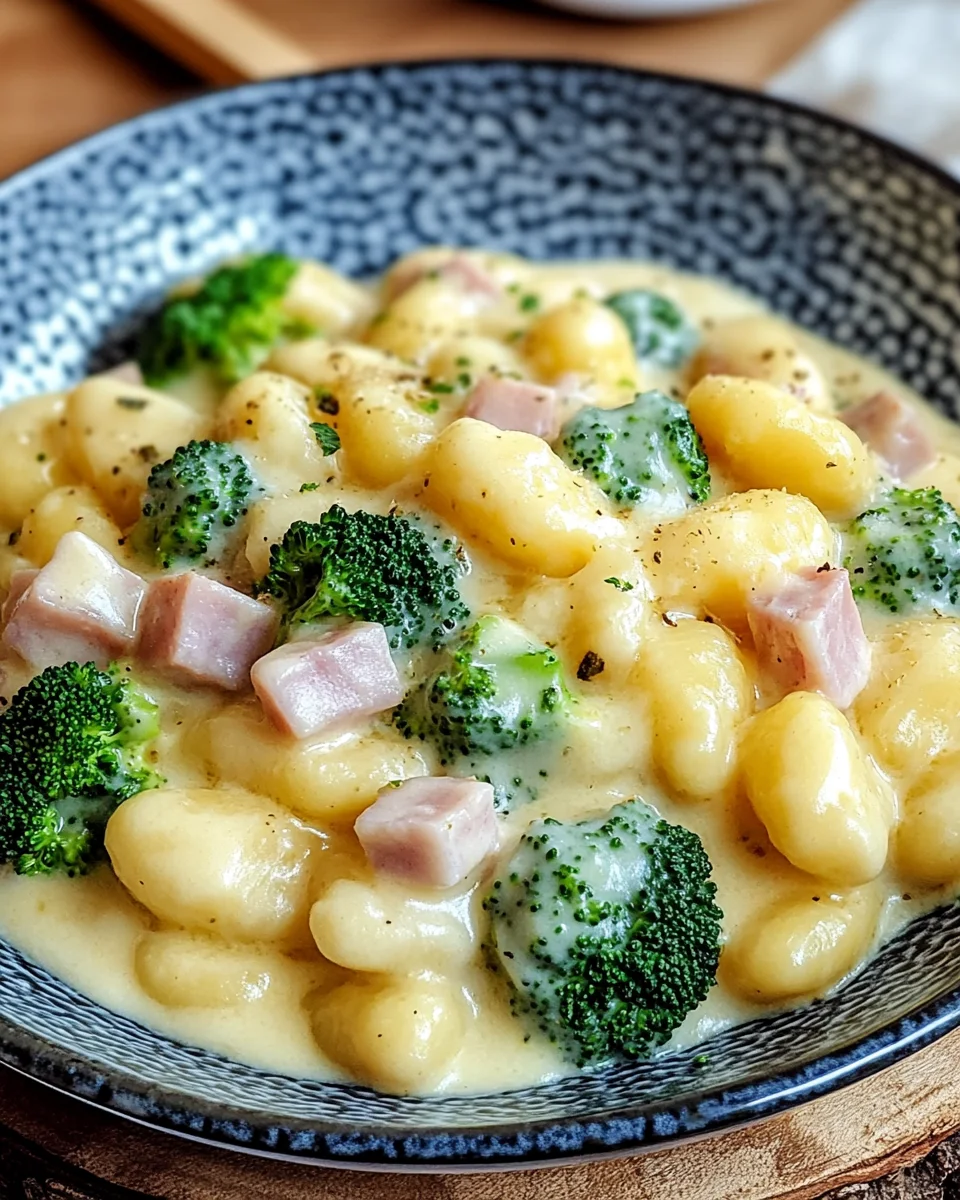 Gnocchi mit Brokkoli und Schinken in cremiger Käsesoße 20 Gnocchi