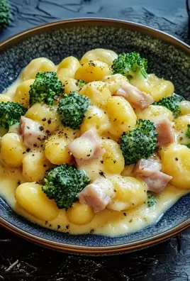 Gnocchi mit Brokkoli und Schinken in cremiger Käsesoße