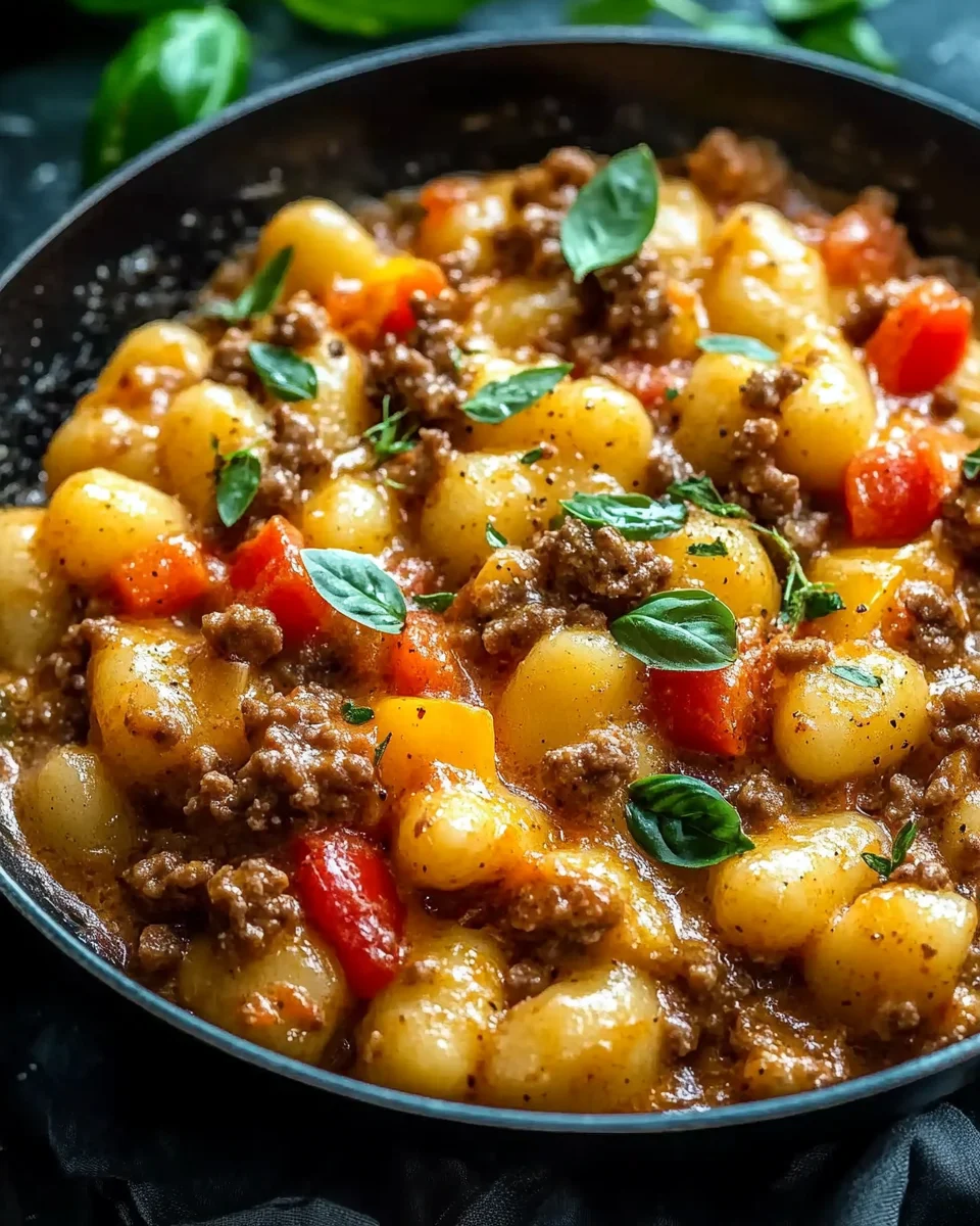 Gnocchi Pfanne mit Hackfleisch und Paprika 24 Gnocchi