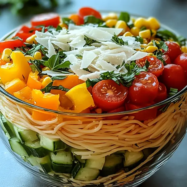 Italienischer Spaghetti-Schichtsalat