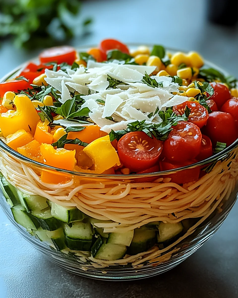 Italienischer Spaghetti-Schichtsalat