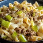 K&auml;se-Lauch Pasta mit Hackfleisch