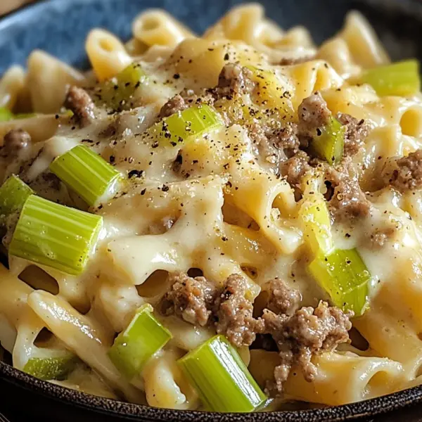 Käse-Lauch Pasta mit Hackfleisch