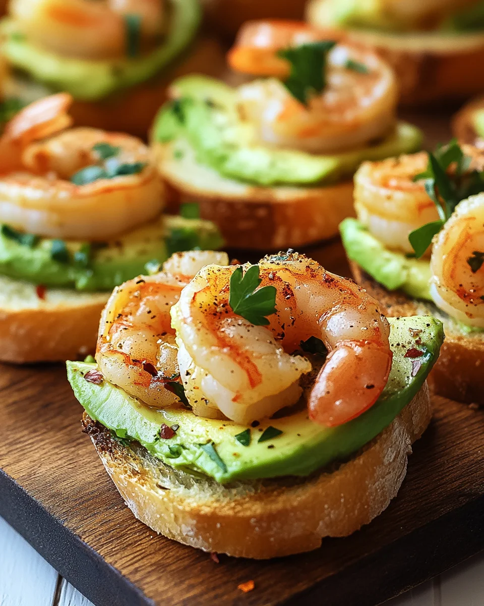 Knoblauch-Garnelen-Crostini mit Avocado