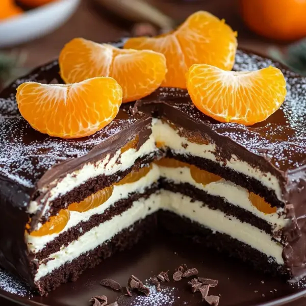 Lebkuchen-Torte mit Paradiescreme und Mandarinen