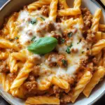Nudeln mit roter Hackfleisch-K&auml;se-So&szlig;e