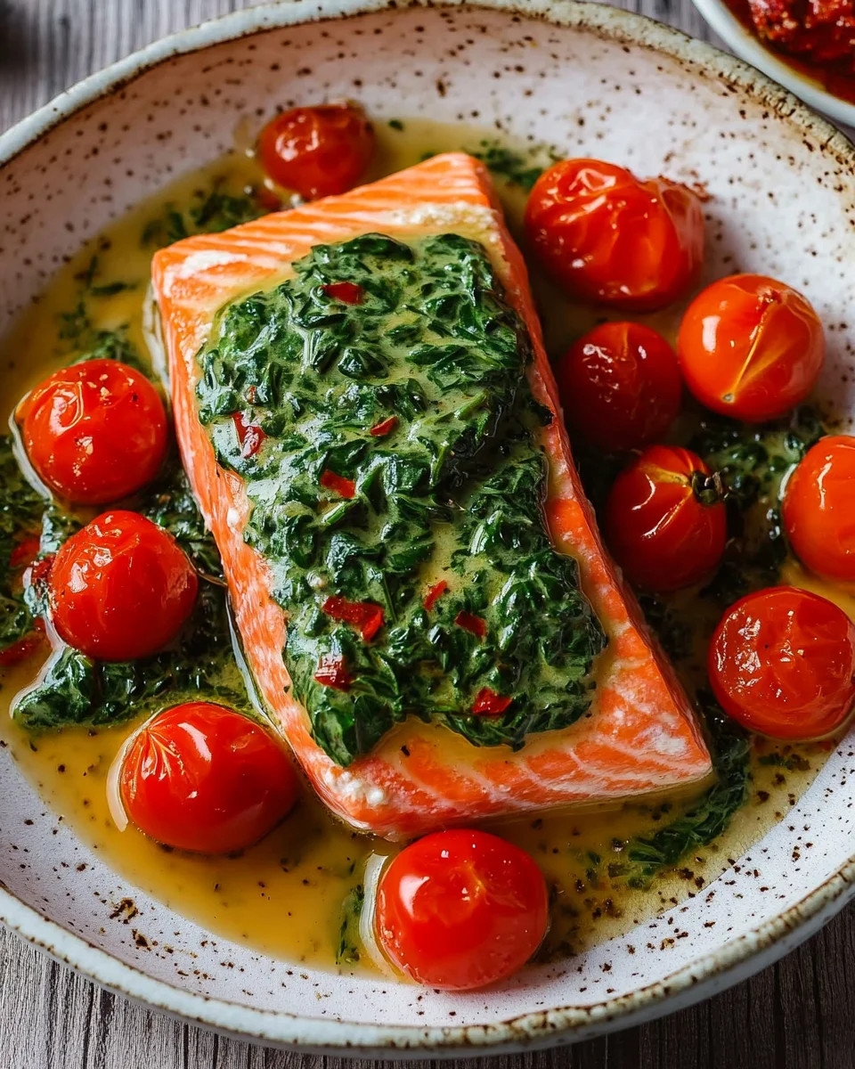 Ofenlachs mit Spinat