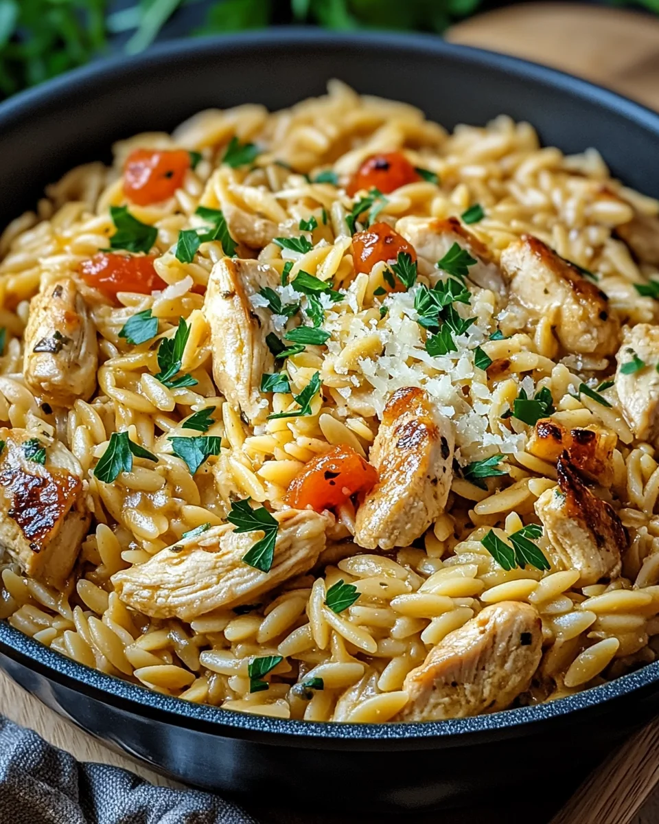 One Pot Orzo Pasta mit Hähnchen
