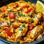 Orzo-Pfanne mit Paprikahuhn