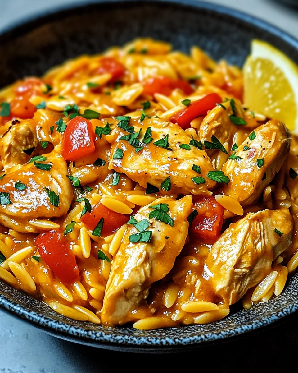 Orzo-Pfanne mit Paprikahuhn