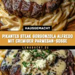 Pikantes Steak Gorgonzola Alfredo mit cremiger Parmesan-Soße 16 Pinterest Hidden Image