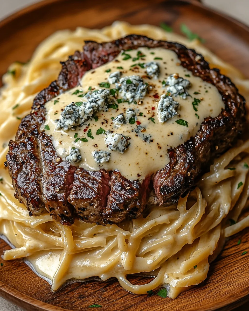 Pikantes Steak Gorgonzola Alfredo mit cremiger Parmesan-Soße 19 Pikantes Steak Gorgonzola Alfredo mit cremiger Parmesan-Soße