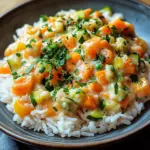 Reis mit Gem&uuml;se-Frischk&auml;se-Sauce