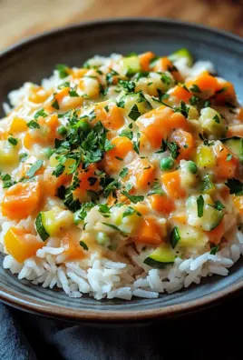 Reis mit Gemüse-Frischkäse-Sauce