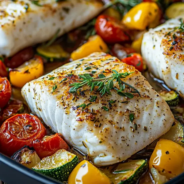Rezept für mediterran gebackene Fischfilets mit Gemüse