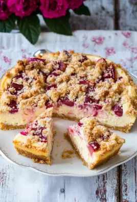 Rhabarber-Cheesecake mit Streuseln