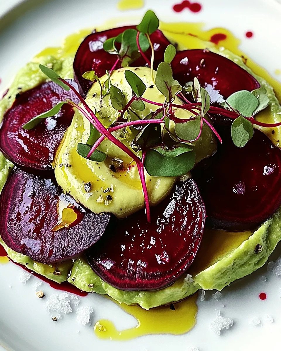 Rote Bete Carpaccio auf Avocadocreme