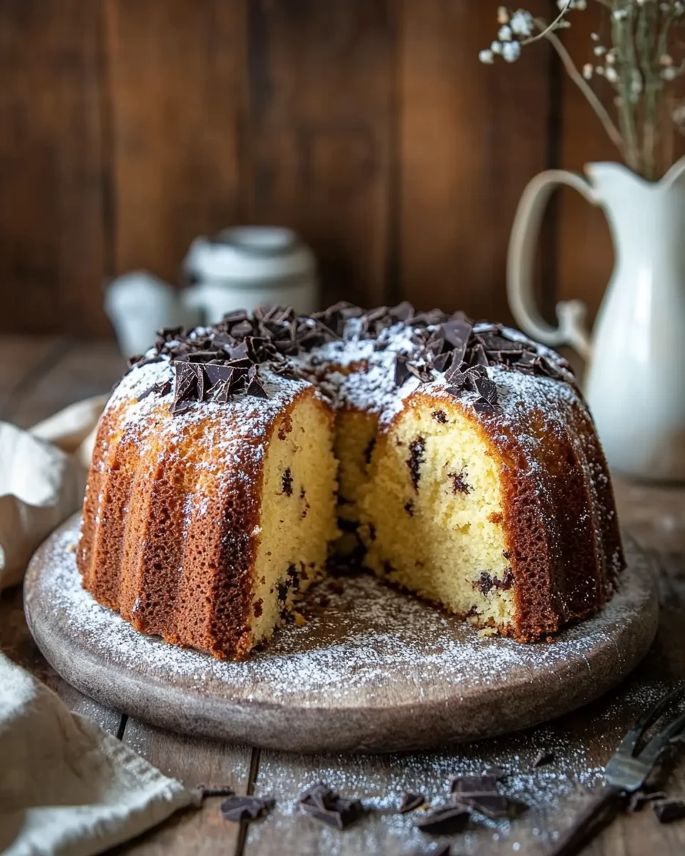 Saftiger und lockerer Eierlikörkuchen mit Schokoraspeln