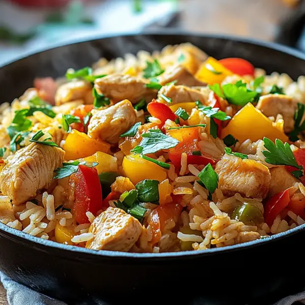 Schnelle Reispfanne mit Hühnchen