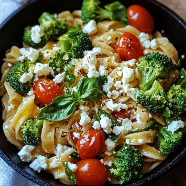 Schupfnudelpfanne mit Brokkoli, Feta und Tomaten