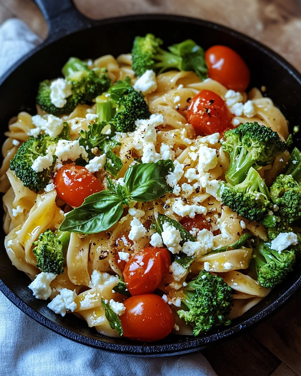 Schupfnudelpfanne mit Brokkoli, Feta und Tomaten