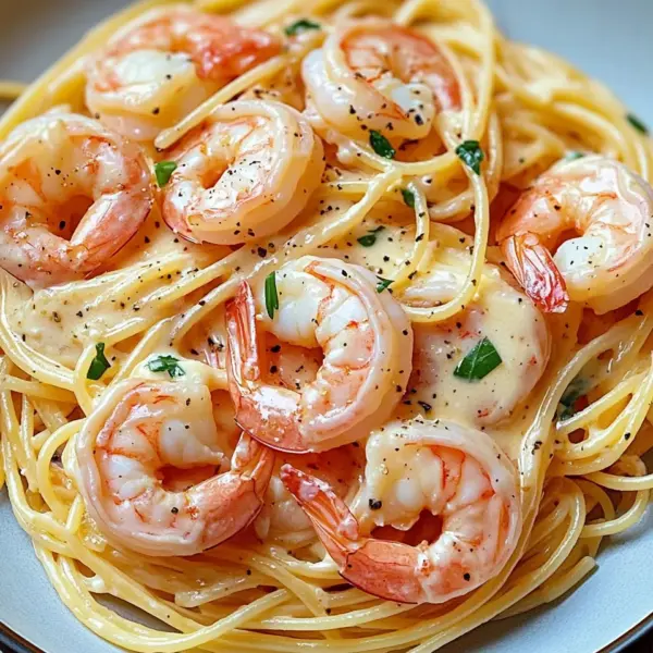 Spaghetti mit Garnelen in Frischkäsesauce