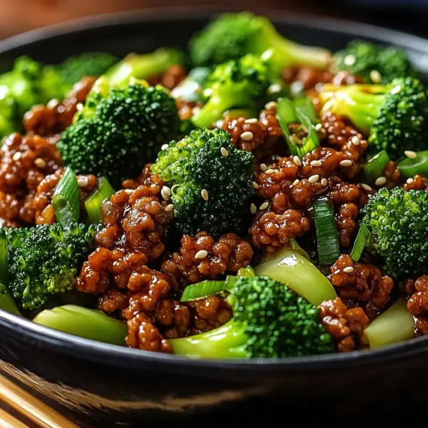 Teriyaki-Hackfleisch-Pfanne mit Brokkoli