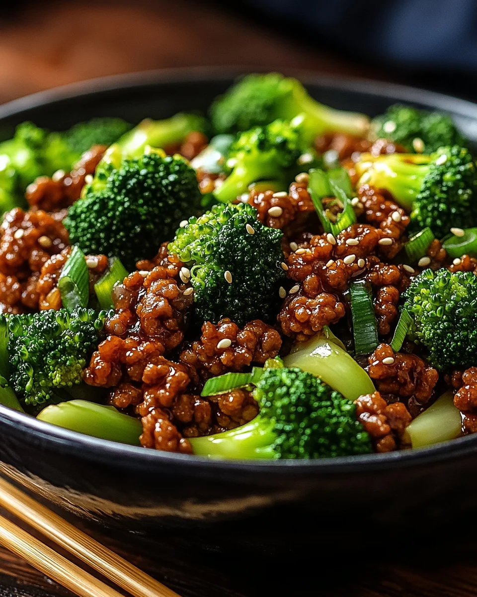 Teriyaki-Hackfleisch-Pfanne mit Brokkoli