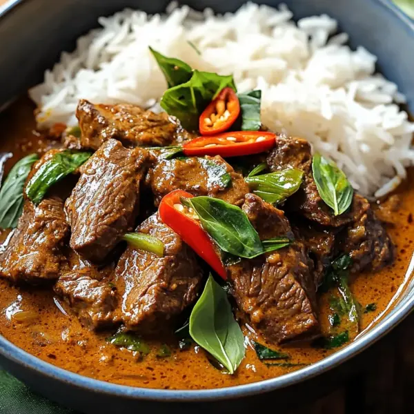 Thailändisches Rindfleisch mit roter Currysoße