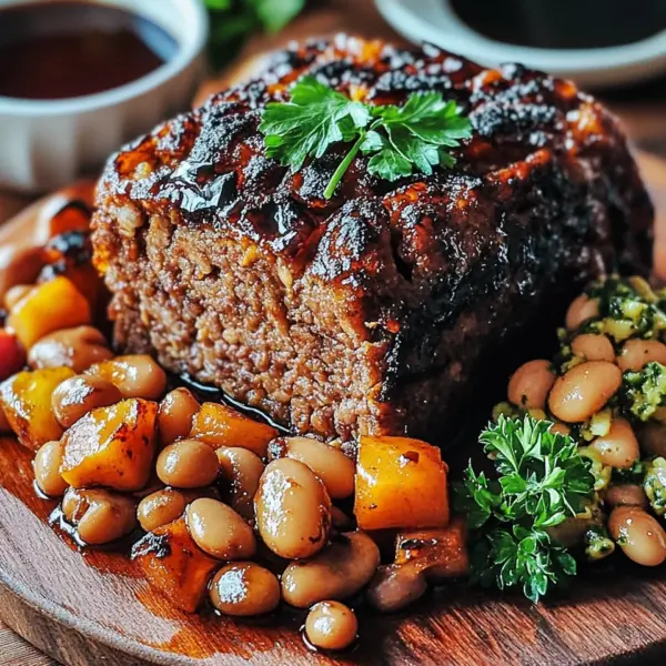 Veganer Braten mit Bohnen