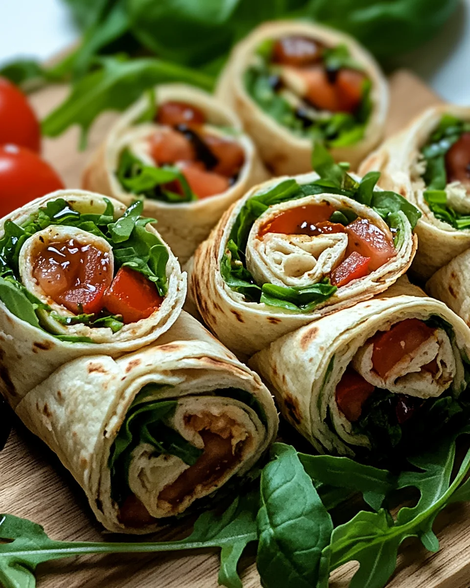 Vegetarische Wrap-Röllchen mit Rucola und Tomaten 17 Vegetarische